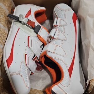 Peloton White and Orange Men's Athletic Shoes Cycling.